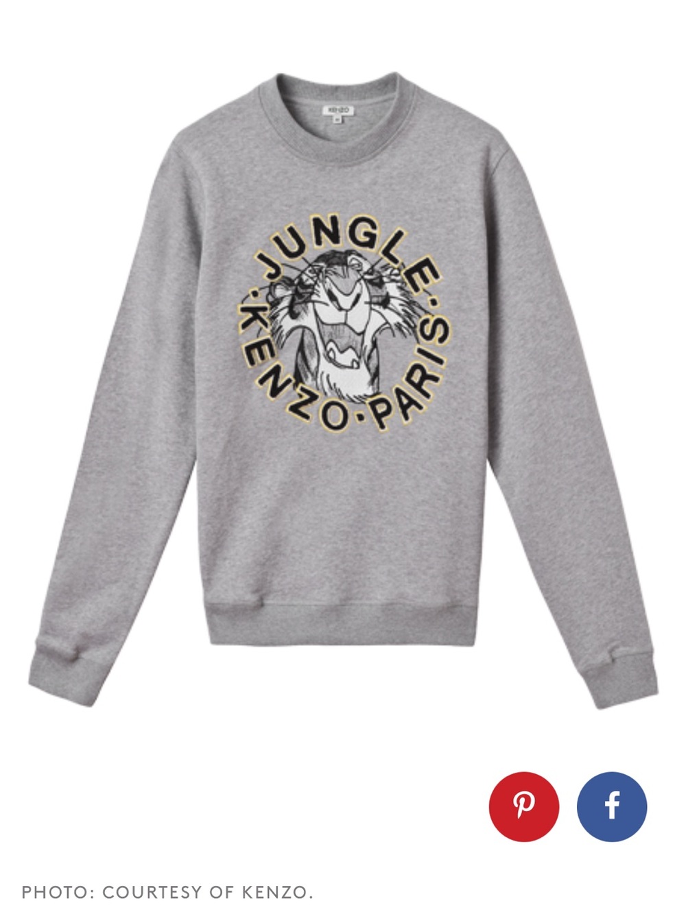 Retro circa 2016 Kenzo x Jungle Book Gray Crewneck Sweatshirt
